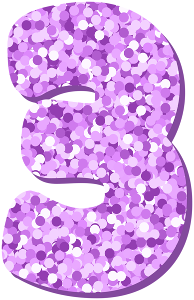 This png image - Three 3 Number Violet Glitter PNG Clipart, is available for free download