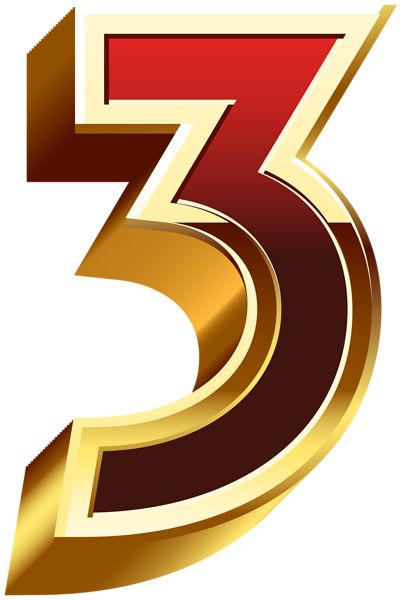 Three Gold Red Number PNG Clip Art | Gallery Yopriceville - High
