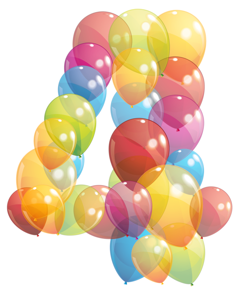 This png image - Transparent Four Number of Balloons PNG Clipart Image, is available for free download