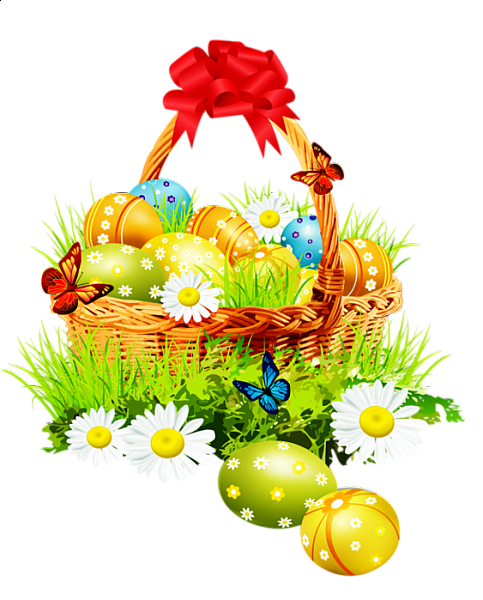 This png image - Beautiful Easter Basket with Red Ribbon, is available for free download