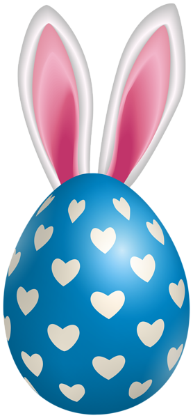 This png image - Blue Easter Egg with Hearts and Ears PNG Clipart, is available for free download