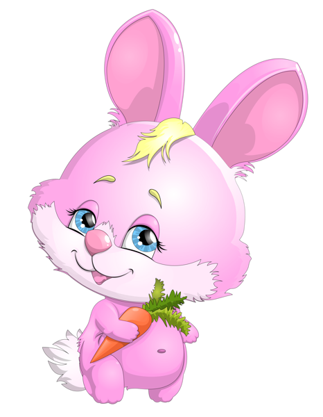 This png image - Cute Pink Bunny with Carrot PNG Clipart Picture, is available for free download