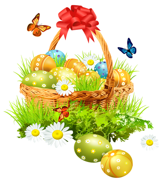 This png image - Easter Basket with Eggsand Butterflies PNG Clipart Picture, is available for free download