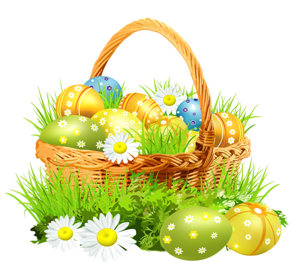 This png image - Easter Basket with Eggsand Daisies PNG Clipart Picture, is available for free download