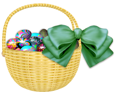 This png image - Easter Basket with Green Ribbon, is available for free download