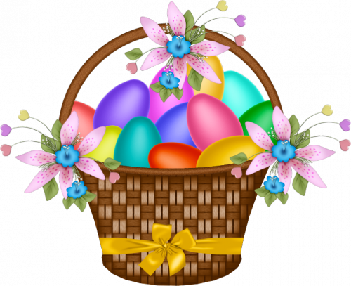 This png image - Easter Basket with Yellow Ribbon, is available for free download