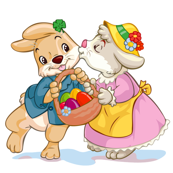 This png image - Easter Bunnies with Egg Basket PNG Clipart, is available for free download