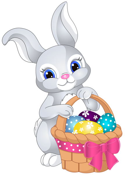 This png image - Easter Bunny with Egg Basket PNG Clip Art Image, is available for free download