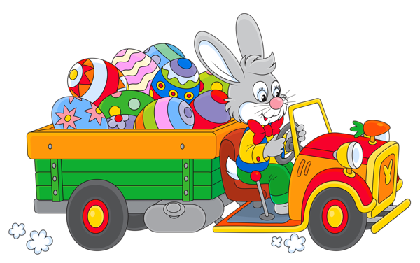 This png image - Easter Bunny with Egg Truck PNG Clipart, is available for free download