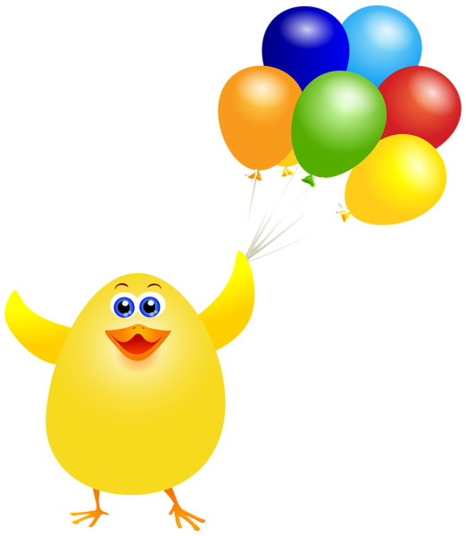 This png image - Easter Chicken with Balloons PNG Clip Art Image, is available for free download