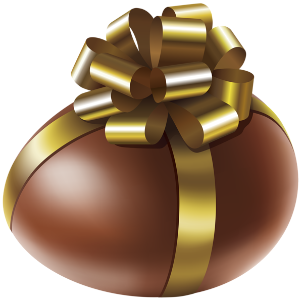 This png image - Easter Chocolate Egg with Gold Bow Transparent PNG Clip Art Image, is available for free download