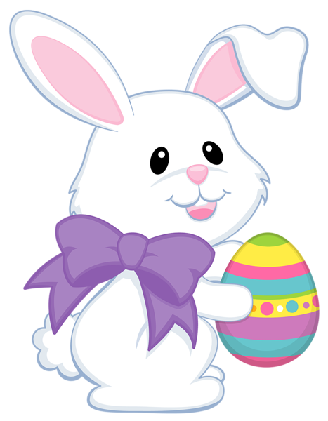This png image - Easter Cute Bunny with Purple Bow Transparent PNG Clipart, is available for free download