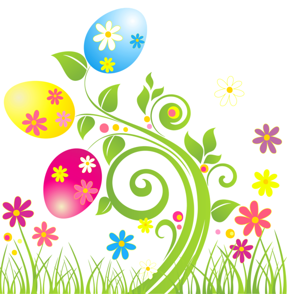 This png image - Easter Egg Decoration with Flowers PNG Transparent Clipart, is available for free download