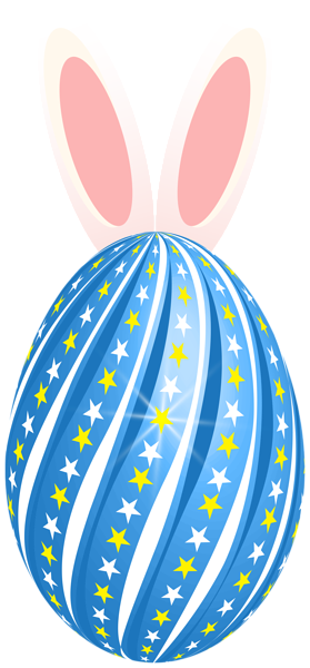 This png image - Easter Egg with Rabbit Ears Blue Clipart Image, is available for free download
