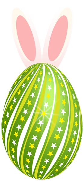 This png image - Easter Egg with Rabbit Ears Green Clipart Image, is available for free download