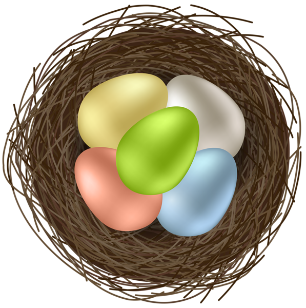 This png image - Easter Eggs in Bird Nest Transparent Image, is available for free download