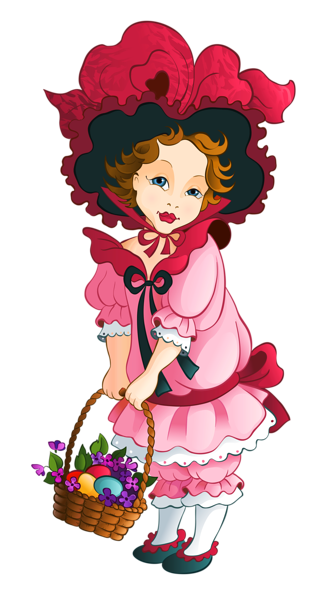 This png image - Easter Girl with Basket PNG Clipart Picture, is available for free download
