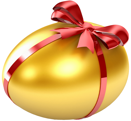 This png image - Easter Large Gold Egg with Red Ribbon, is available for free download