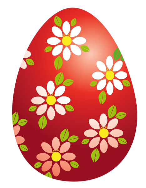 This png image - Easter Red Egg with Flowers PNG Clipart Picture, is available for free download