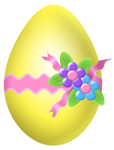 This png image - Easter Yellow Egg with Flower Decoration PNG Clipart Picture, is available for free download