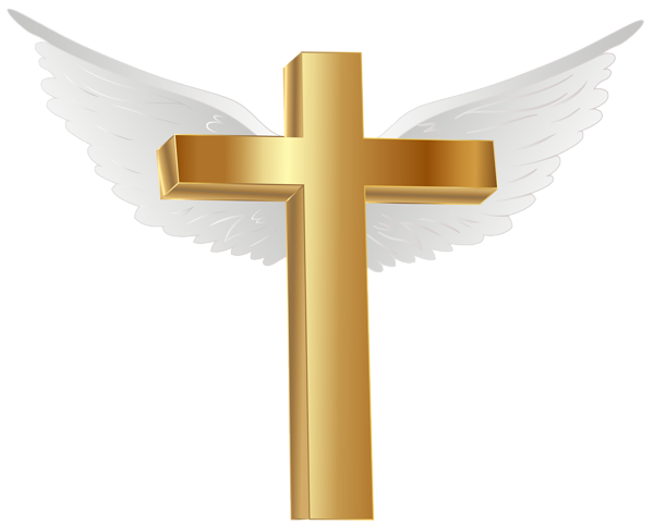 This png image - Gold Cross with Angel Wings PNG Clip Art Image, is available for free download