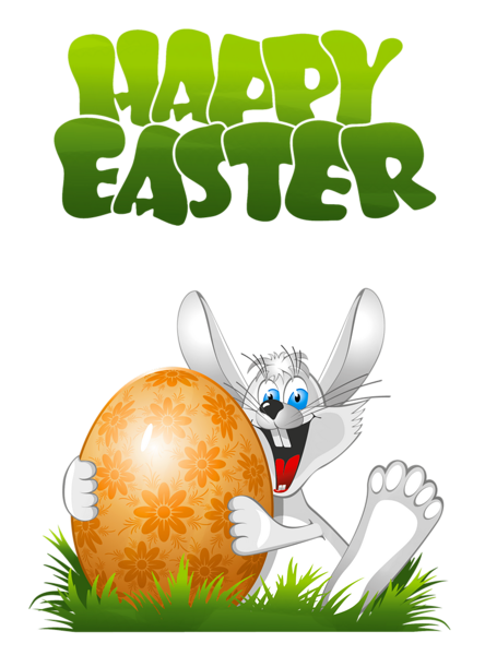 This png image - Happy Easter with Bunny Transparent PNG Clipart, is available for free download