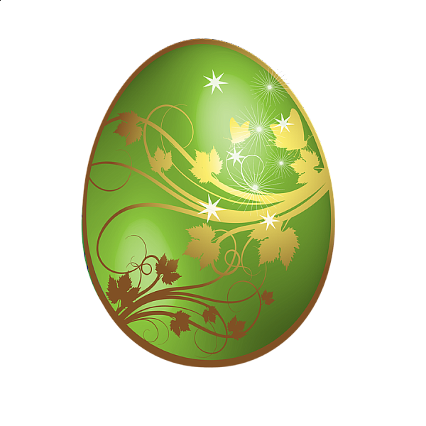 This png image - Large Green Easter Egg With Gold Ornaments, is available for free download