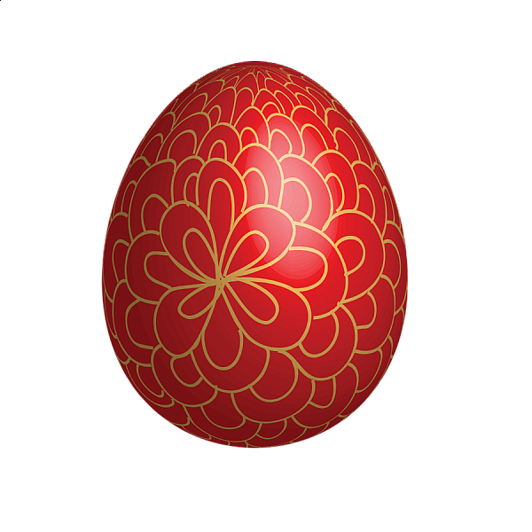 This png image - Large Red Easter Egg With Gold Ornaments, is available for free download
