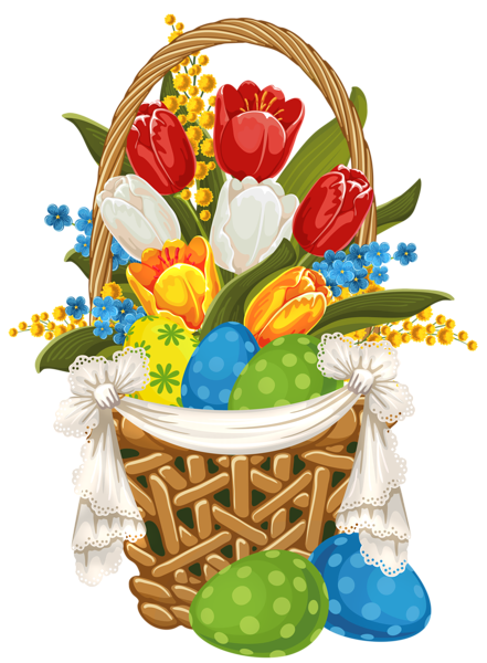 Painted Easter Basket with Easter Eggs PNG Clipart | Gallery