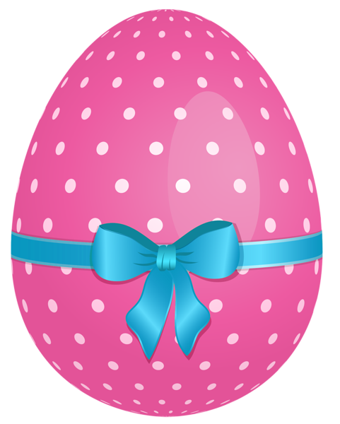 This png image - Pink Dotted Easter Egg with Blue Bow PNG Clipart, is available for free download