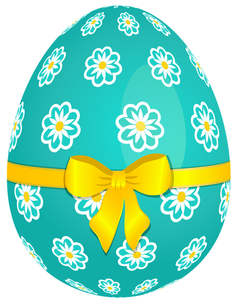 This png image - Sky Blue Easter Egg with Flowers and Yellow Bow PNG Picture, is available for free download