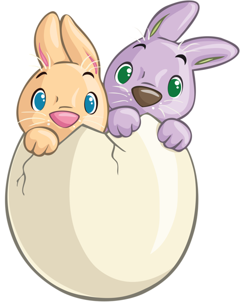 This png image - Two Cute Bunnies in Egg Clipart, is available for free download