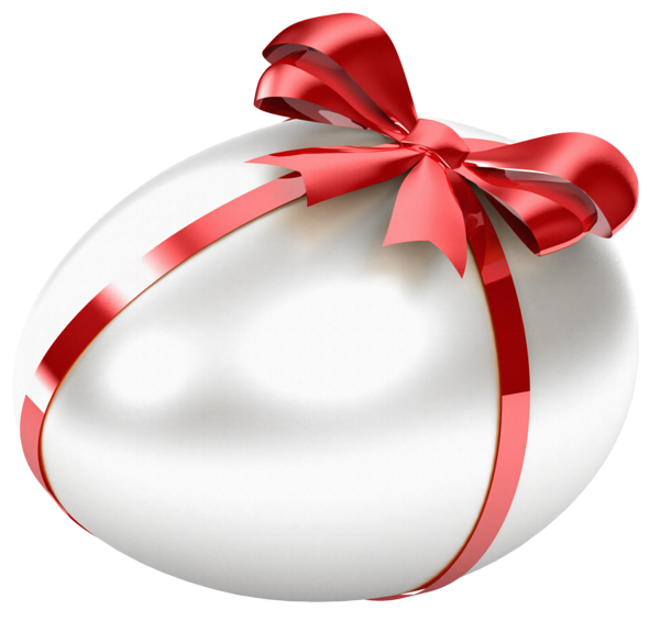 This png image - White Easter Egg with Red Bow Transparent PNG Clipart, is available for free download