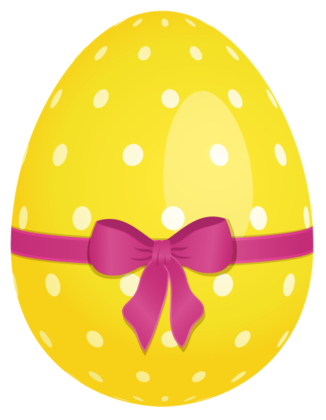 This png image - Yellow Dotted Easter Egg with Pink Bow PNG Clipart, is available for free download