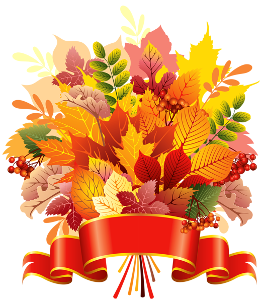 This png image - Autumn Leaves Bouquet with Banner PNG Clipart Image, is available for free download