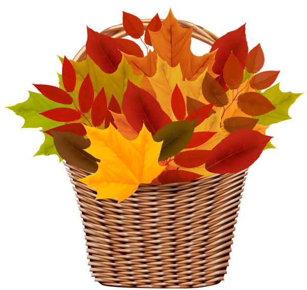 This png image - Basket with Autumn Leaves PNG Clipart, is available for free download