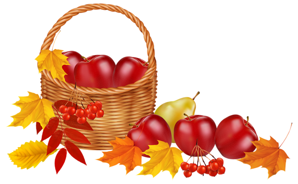 This png image - Basket with fruits and Autumn Leaves PNG Clipart Image, is available for free download