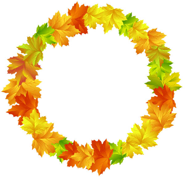 Fall Leaves Round Border Frame PNG Clip Art Image ...