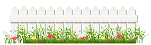 This png image - Transparent White Fence with Grass PNG Clipart, is available for free download