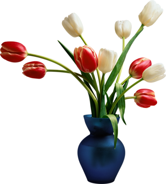 This png image - Blue Vase with Tulips, is available for free download