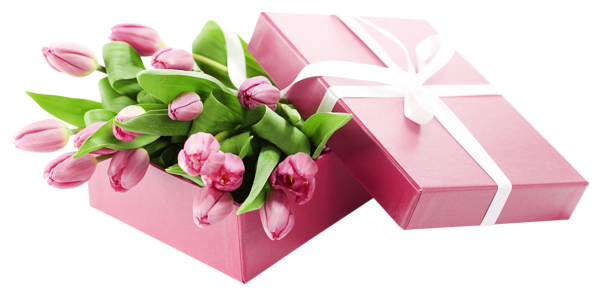 This png image - Box with Pink Tulips PNG Transparent Picture, is available for free download