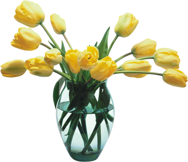This png image - Glass Vase with Yellow Tulips, is available for free download