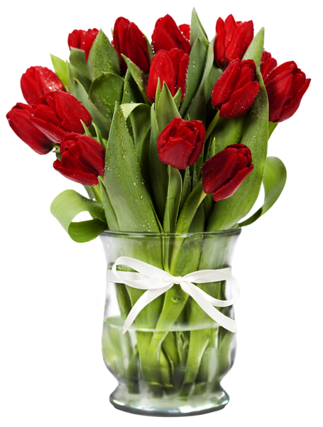 This png image - Transparent Vase with Red Tulips, is available for free download
