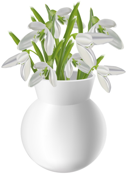 This png image - Vase with Snowdrops Transparent PNG Clip Art Image, is available for free download