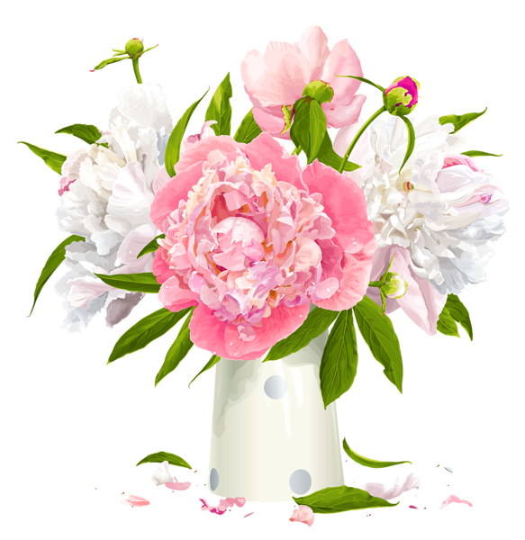 This png image - Vase with White and Pink Peonies Clipart, is available for free download