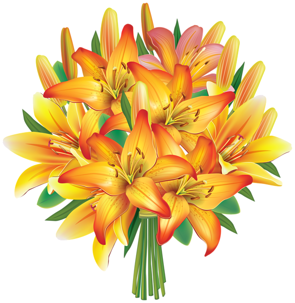 This png image - Yellow Lilies Flowers Bouquet PNG Clipart Image, is available for free download