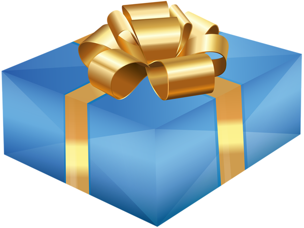 This png image - Blue Gift Box with Gold Bow PNG Clipart, is available for free download