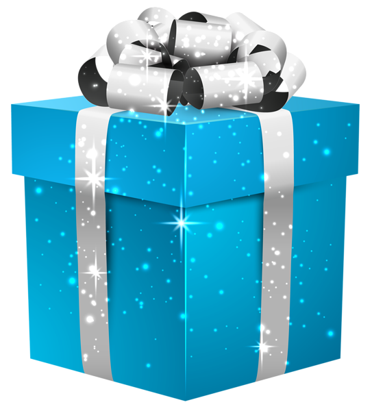 This png image - Blue Shining Gift Box with Silver Bow PNG Clipart Image, is available for free download