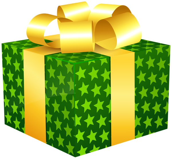 This png image - Gift Box with Stars Green PNG Clipart, is available for free download