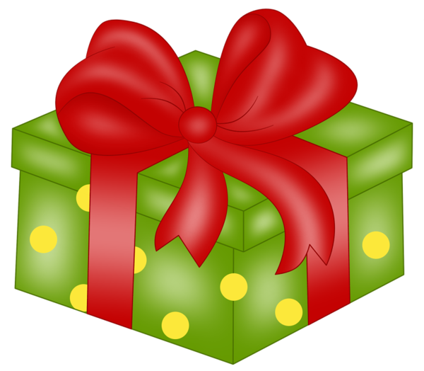 This png image - Green Present with Dots and Red Ribbon, is available for free download